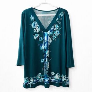 XXL TEAL FLORAL BLOUSE (brand tag cut out)